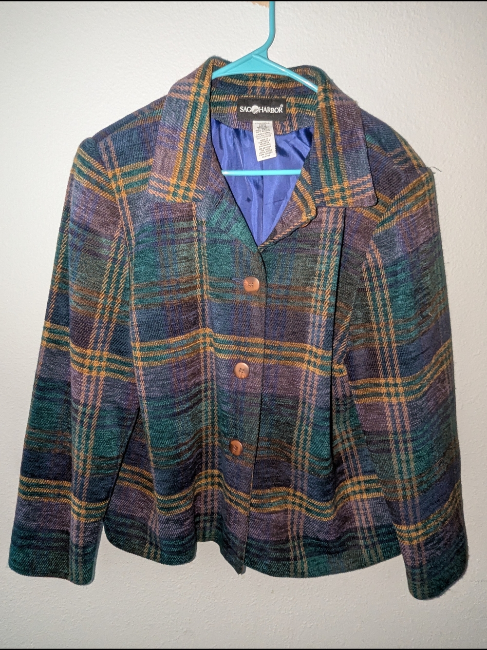 Sag Harbor Women's Plaid Wool-Blend Jacket in Green/Purple